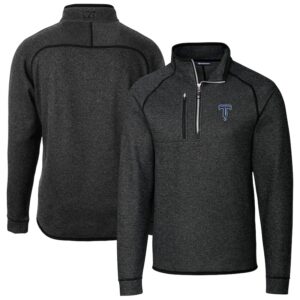 Men's Cutter & Buck Heather Charcoal Tulsa Drillers Mainsail Sweater-Knit Half-Zip Pullover Jacket