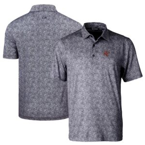 Men's Cutter & Buck Black Sacramento River Cats DryTec Pike Constellation Print Stretch Polo