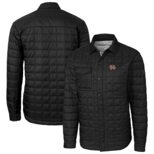 Men's Cutter & Buck Black Norfolk Tides Rainier PrimaLoft Eco Insulated Quilted Button-Up Shacket