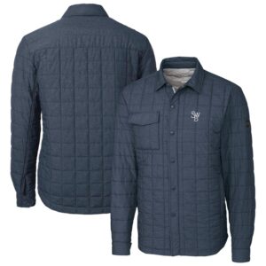 Men's Cutter & Buck Heather Navy Scranton Wilkes-Barre RailRiders Rainier PrimaLoft Eco Insulated Quilted Button-Up Shacket