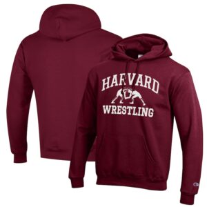Men's Champion Crimson Harvard Crimson Wrestling Icon Powerblend Pullover Hoodie