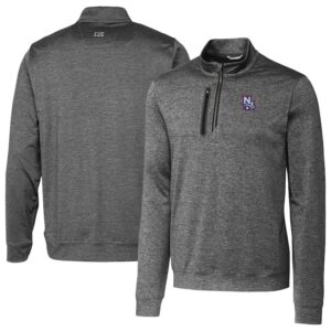 Men's Cutter & Buck  Gray New Hampshire Fisher Cats Stealth Heathered Quarter-Zip Top