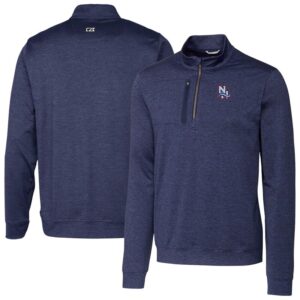 Men's Cutter & Buck  Navy New Hampshire Fisher Cats Stealth Heathered Quarter-Zip Top