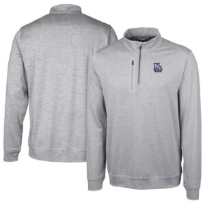 Men's Cutter & Buck  Gray New Hampshire Fisher Cats Stealth Heathered Quarter-Zip Top
