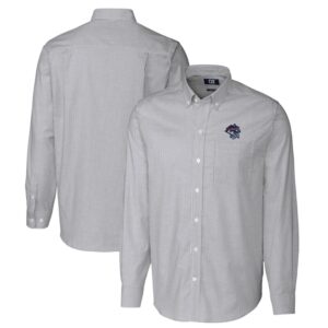 Men's Cutter & Buck  Charcoal Binghamton Rumble Ponies Oxford Stretch Stripe Long Sleeve Button-Down Dress Shirt