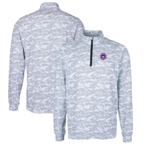Men's Cutter & Buck Charcoal South Bend Cubs Traverse Camo Print Stretch Quarter-Zip Pullover Top