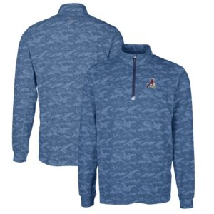 Men's Cutter & Buck Navy Springfield Cardinals Traverse Camo Print Stretch Quarter-Zip Pullover Top