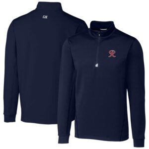 Men's Cutter & Buck Navy Tacoma Rainiers Traverse Stretch Quarter-Zip Pullover Top