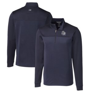 Men's Cutter & Buck  Navy San Antonio Missions Traverse Stripe Stretch Quarter-Zip Pullover Top