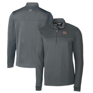 Men's Cutter & Buck  Gray Norfolk Tides Traverse Stripe Stretch Quarter-Zip Pullover Top