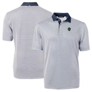 Men's Cutter & Buck Navy/White Hillsboro Hops Virtue Eco Pique Micro Stripe Recycled Polo