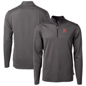 Men's Cutter & Buck Black/Gray Nashville Sounds Virtue Eco Pique Micro Stripe Recycled Quarter-Zip Pullover Top