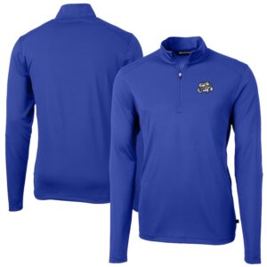 Men's Cutter & Buck Blue Omaha Storm Chasers Virtue Eco Pique Recycled Quarter-Zip Pullover Top
