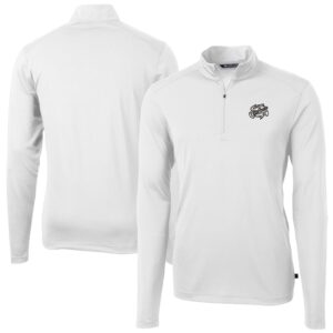 Men's Cutter & Buck White Omaha Storm Chasers Virtue Eco Pique Recycled Quarter-Zip Pullover Top