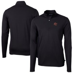 Men's Cutter & Buck Black Sacramento River Cats Virtue Eco Pique Recycled Quarter-Zip Pullover Top