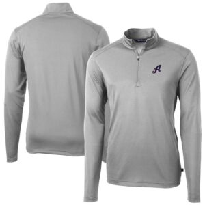 Men's Cutter & Buck Gray Reno Aces Virtue Eco Pique Recycled Quarter-Zip Pullover Top