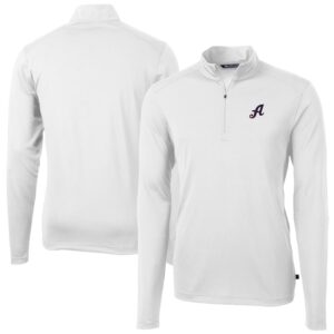 Men's Cutter & Buck White Reno Aces Virtue Eco Pique Recycled Quarter-Zip Pullover Top