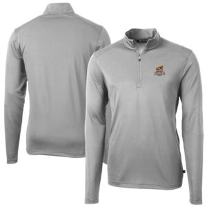 Men's Cutter & Buck Gray Toledo Mud Hens Virtue Eco Pique Recycled Quarter-Zip Pullover Top