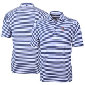 Men's Cutter & Buck Blue Iowa Cubs DryTec Virtue Eco Pique Stripe Recycled Polo