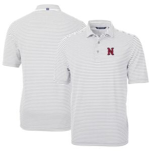 Men's Cutter & Buck Gray Nashville Sounds DryTec Virtue Eco Pique Stripe Recycled Polo