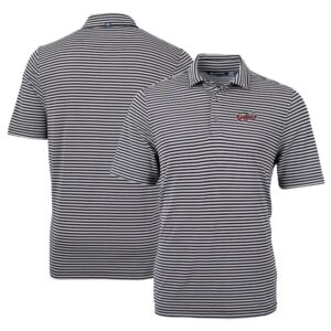 Men's Cutter & Buck Black Lansing Lugnuts DryTec Virtue Eco Pique Stripe Recycled Polo