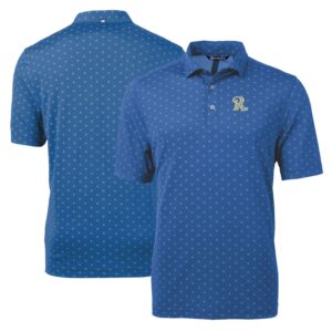 Men's Cutter & Buck Blue Frisco RoughRiders Virtue Eco Pique Tile Print Recycled Polo