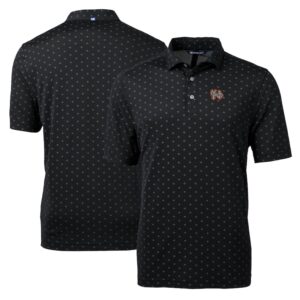 Men's Cutter & Buck Black Norfolk Tides Virtue Eco Pique Tile Print Recycled Polo