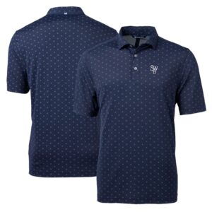 Men's Cutter & Buck Navy Scranton Wilkes-Barre RailRiders Virtue Eco Pique Tile Print Recycled Polo