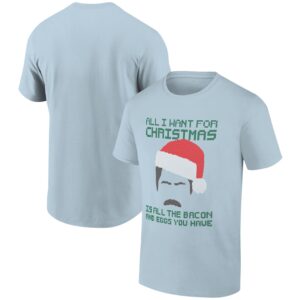 Men's Ripple Junction Light Blue Parks and Recreation Christmas Bacon Holiday Graphic T-Shirt
