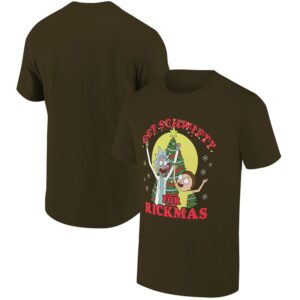 Men's Ripple Junction Olive Brown Rick And Morty  Holiday Graphic T-Shirt
