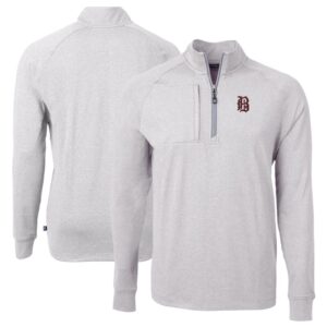 Men's Cutter & Buck  Heather Gray Birmingham Barons Adapt Eco Knit Heather Big & Tall Quarter-Zip Pullover Top