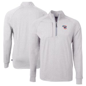 Men's Cutter & Buck  Heather Gray Iowa Cubs Adapt Eco Knit Heather Big & Tall Quarter-Zip Pullover Top