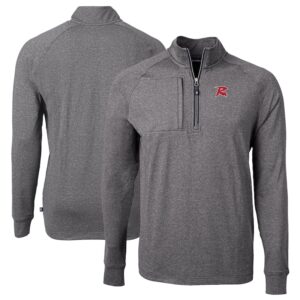 Men's Cutter & Buck  Heather Black Richmond Flying Squirrels Adapt Eco Knit Heather Big & Tall Quarter-Zip Pullover Top