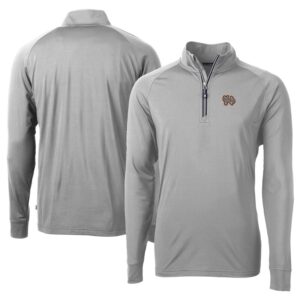Men's Cutter & Buck  Gray Norfolk Tides Adapt Eco Knit Stretch Recycled Big & Tall Quarter-Zip Pullover Top