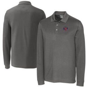 Men's Cutter & Buck  Gray Jacksonville Jumbo Shrimp Advantage Tri-Blend Pique Big & Tall Long Sleeve Polo