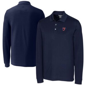 Men's Cutter & Buck  Navy Jacksonville Jumbo Shrimp Advantage Tri-Blend Pique Big & Tall Long Sleeve Polo