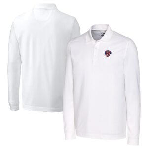 Men's Cutter & Buck  White Jacksonville Jumbo Shrimp Advantage Tri-Blend Pique Big & Tall Long Sleeve Polo