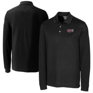Men's Cutter & Buck  Black Lansing Lugnuts Advantage Tri-Blend Pique Big & Tall Long Sleeve Polo