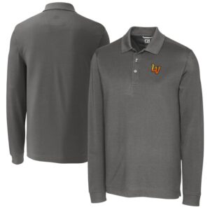 Men's Cutter & Buck  Gray Las Vegas Aviators Advantage Tri-Blend Pique Big & Tall Long Sleeve Polo
