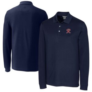 Men's Cutter & Buck  Navy Tacoma Rainiers Advantage Tri-Blend Pique Big & Tall Long Sleeve Polo
