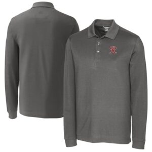Men's Cutter & Buck  Gray Tacoma Rainiers Advantage Tri-Blend Pique Big & Tall Long Sleeve Polo