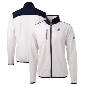 Men's Cutter & Buck White/Navy West Michigan Whitecaps Big & Tall Cascade Eco Sherpa Fleece Full-Zip Jacket