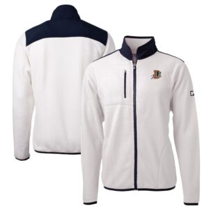 Men's Cutter & Buck White/Navy Durham Bulls Big & Tall Cascade Eco Sherpa Fleece Full-Zip Jacket
