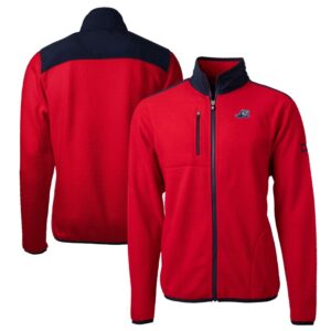 Men's Cutter & Buck Red/Navy West Michigan Whitecaps Big & Tall Cascade Eco Sherpa Fleece Full-Zip Jacket