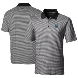 Men's Cutter & Buck  Black Charlotte Knights Big & Tall Forge Tonal Stripe Stretch Polo