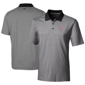 Men's Cutter & Buck  Black Birmingham Barons Big & Tall Forge Tonal Stripe Stretch Polo