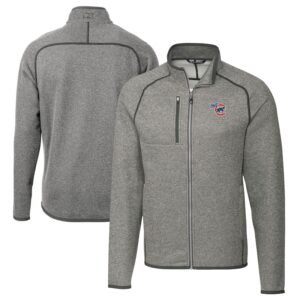 Men's Cutter & Buck Heather Gray Iowa Cubs Big & Tall Mainsail Sweater-Knit Full-Zip Jacket