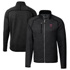 Men's Cutter & Buck Heather Charcoal Jacksonville Jumbo Shrimp Big & Tall Mainsail Sweater-Knit Full-Zip Jacket