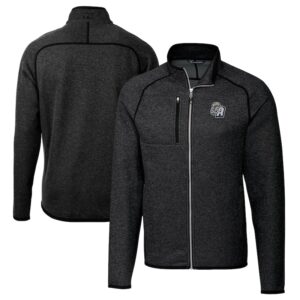 Men's Cutter & Buck Heather Charcoal San Antonio Missions Big & Tall Mainsail Sweater-Knit Full-Zip Jacket