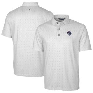 Men's Cutter & Buck  Charcoal Binghamton Rumble Ponies Big & Tall DryTec Pike Double Dot Print Stretch Polo
